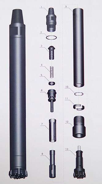 High Air Pressure DTH Hammers with Foot Valve