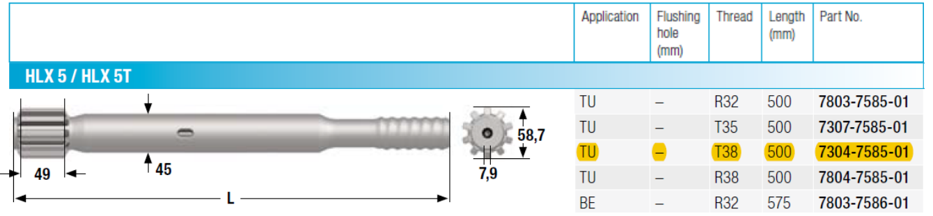 HLX5-T38-500 Shank Adapter